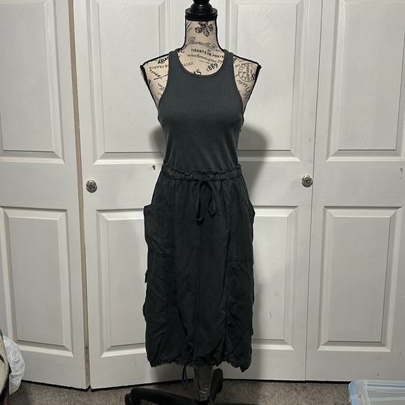Daily Practice by Anthropologie Be Bold Racerback Twofer Dress in “Washed Black” - Picture 3 of 15